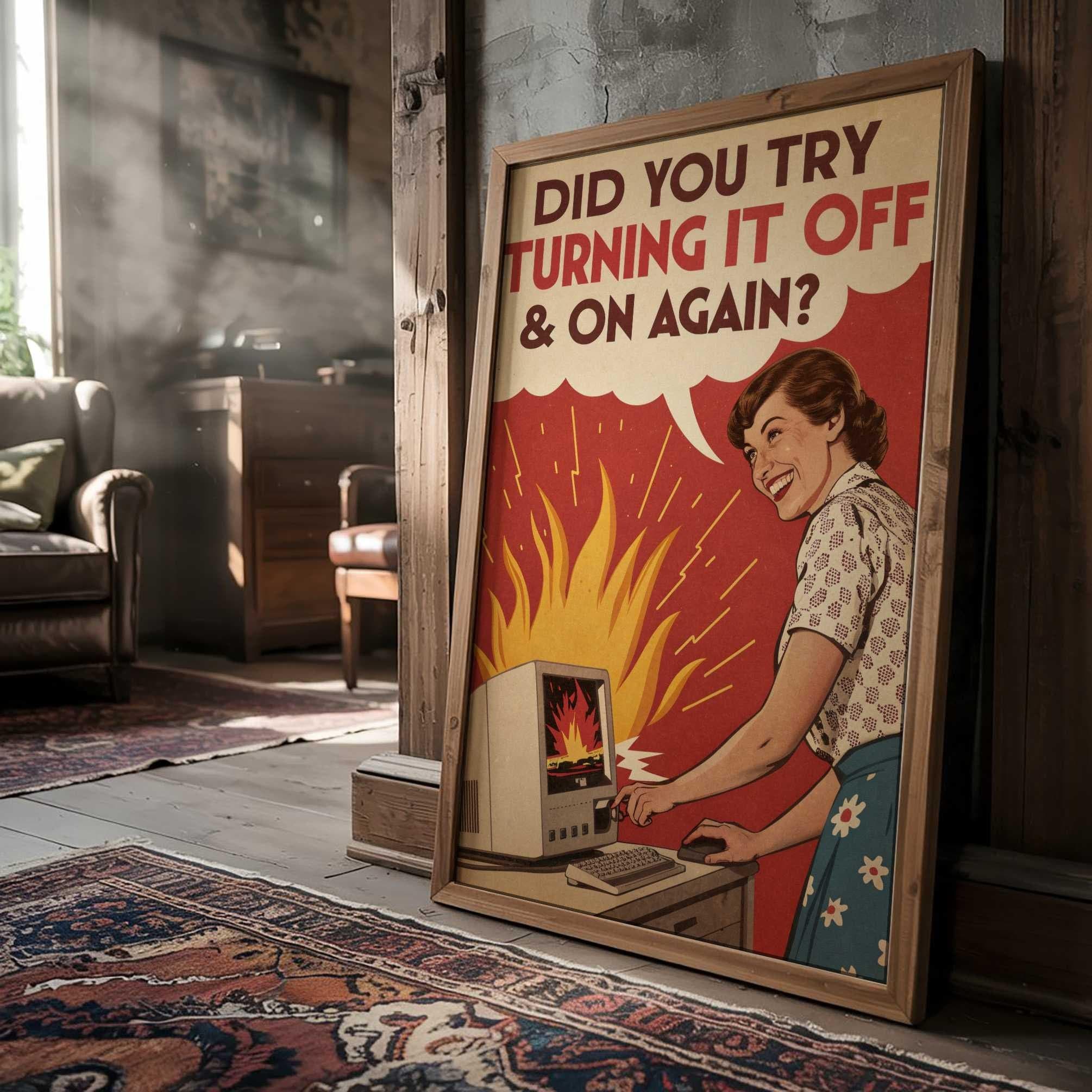 Funny Retro Computer Poster wall art