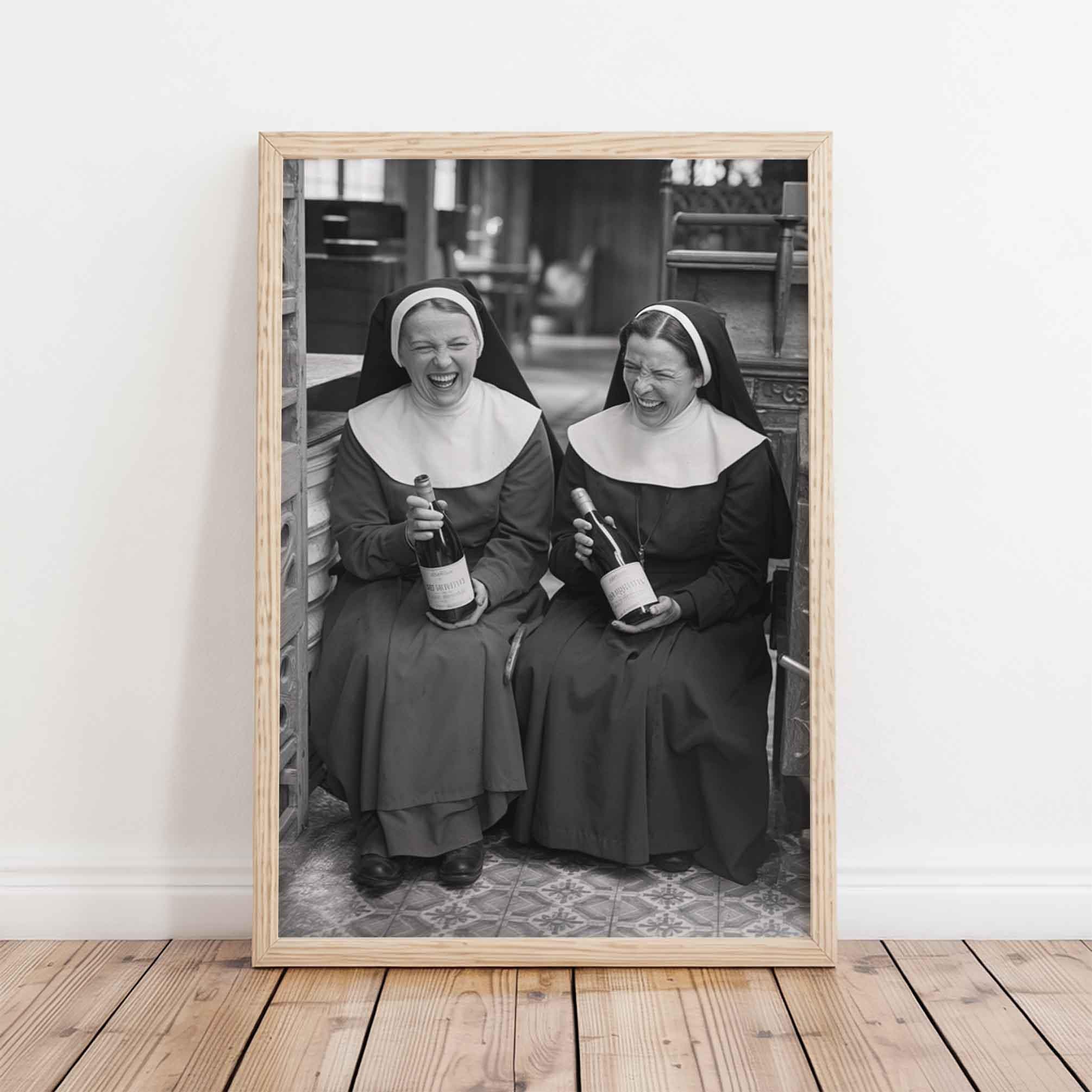 Nuns Drinking Art Print wall art
