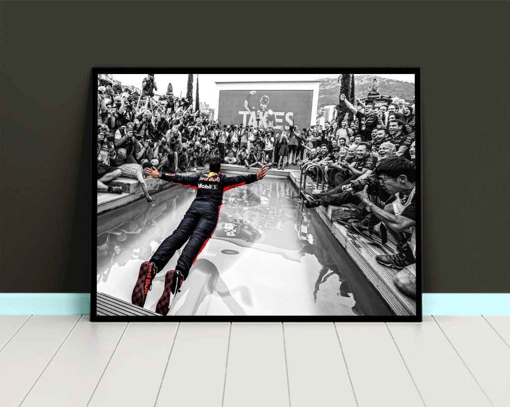 Daniel Ricciardo Poster - Red Bull Canvas Monaco GP Win Print - Pool Jump Wall Art - Gift Idea for Him - Motorsport Decor - Image 4