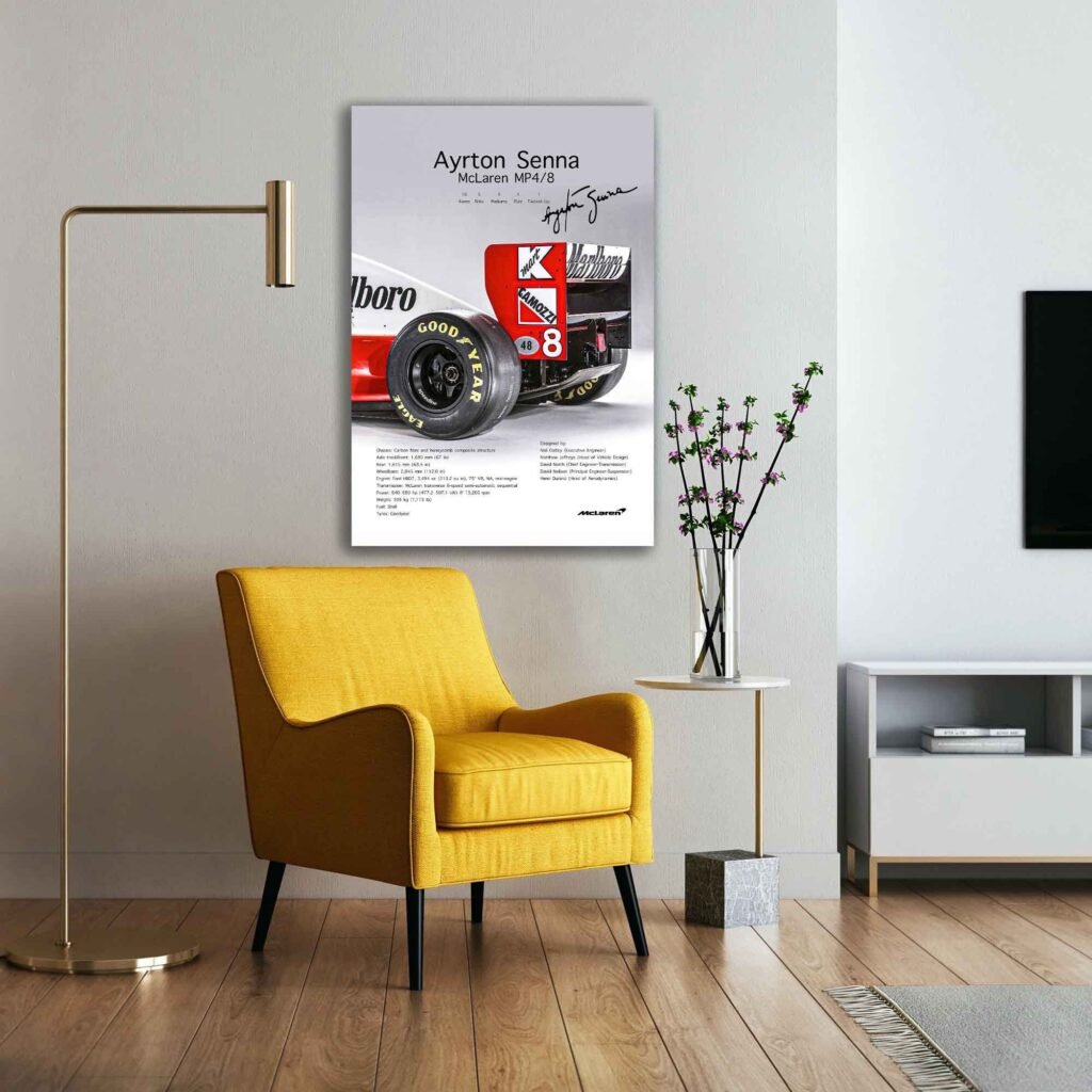 Ayrton Senna Poster Print - McLaren MP4/8 F1 Canvas - Ayrton Senna Monaco GP Poster - Formula 1 F1 Wall Art - Gift Idea for Racing Fans - Image 6