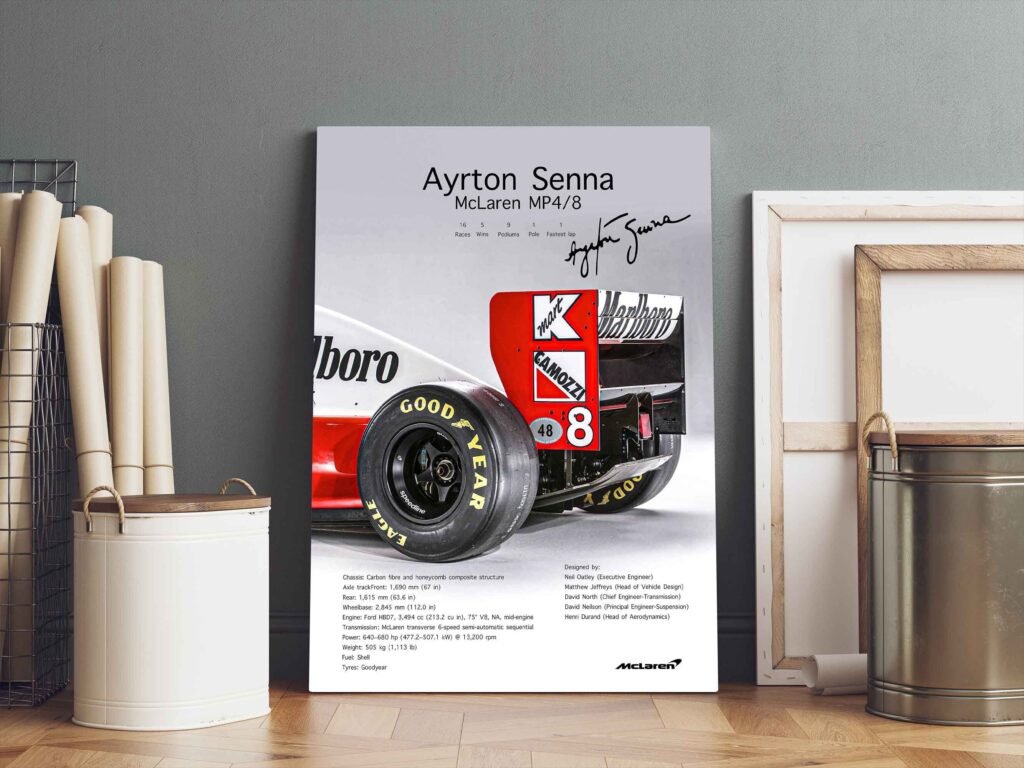 Ayrton Senna Poster Print - McLaren MP4/8 F1 Canvas - Ayrton Senna Monaco GP Poster - Formula 1 F1 Wall Art - Gift Idea for Racing Fans - Image 8