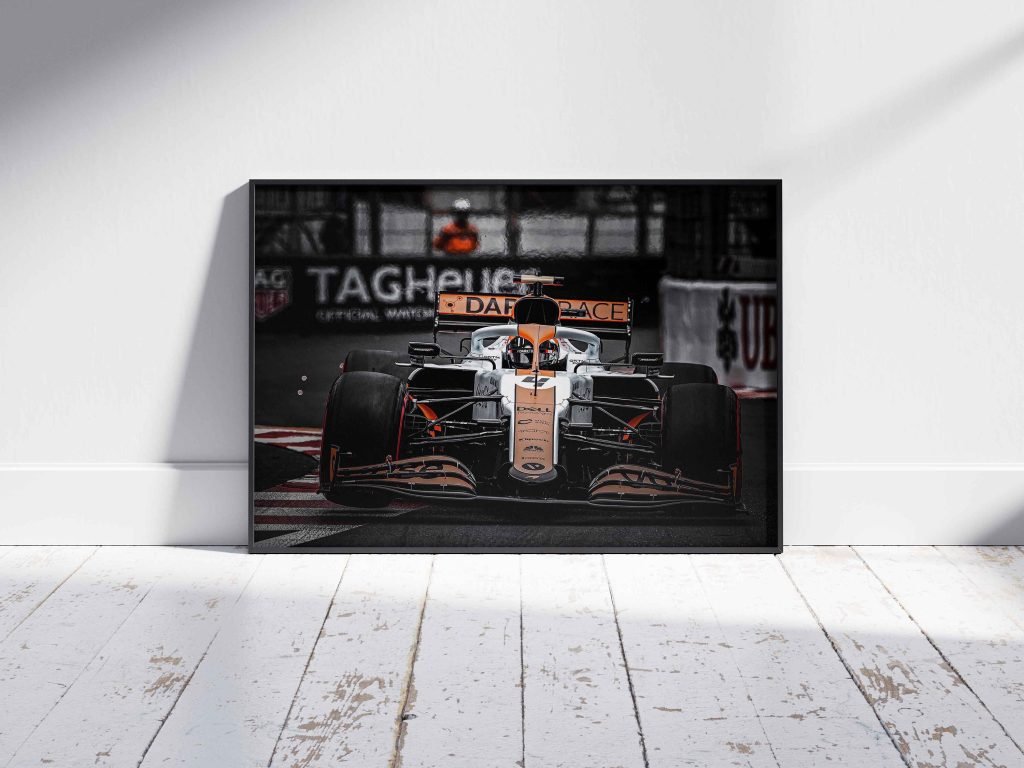 Lando Norris Poster or Canvas Wall Art, McLaren F1 2021 Monaco GP Gulf Car Design, Formula 1 sports poster - Image 3