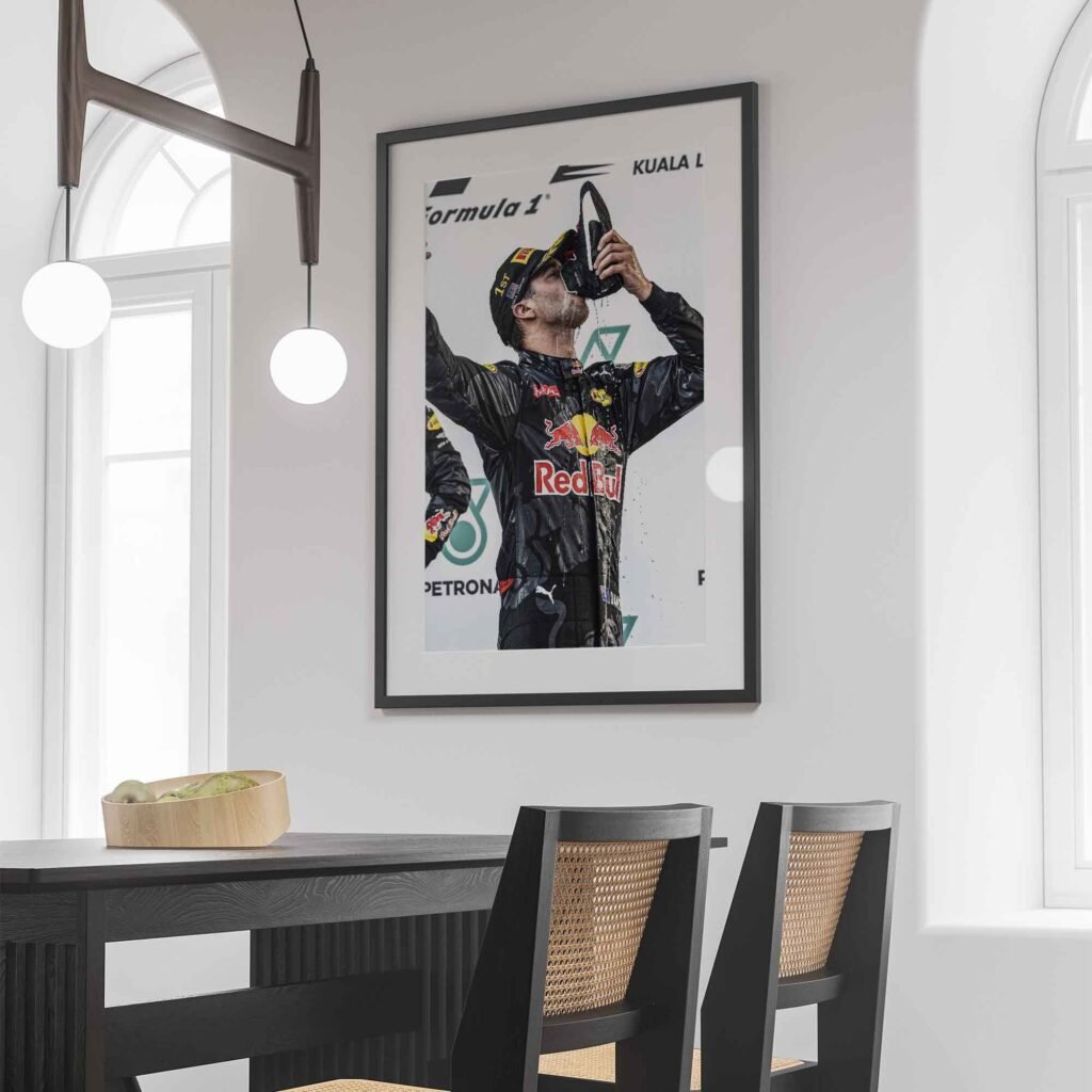 Daniel Ricciardo Shoey Canvas Wall Art - Red Bull Racing F1 Poster Print - Gift Idea for Him - Motorsports Fan Wall Decor - Image 4