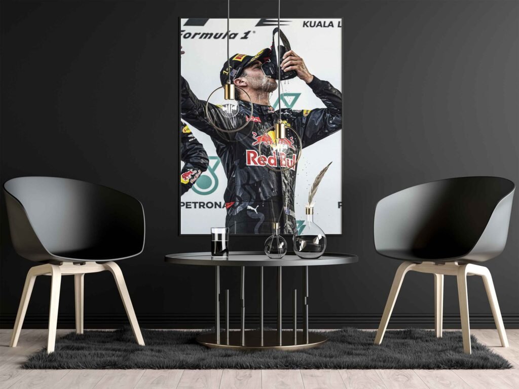 Daniel Ricciardo Shoey Canvas Wall Art - Red Bull Racing F1 Poster Print - Gift Idea for Him - Motorsports Fan Wall Decor - Image 8