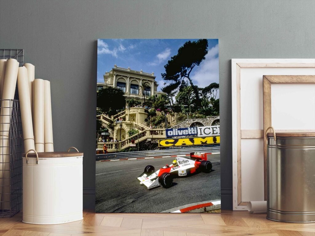 Formula 1 poster - Ayrton Senna Monaco GP Print - Mclaren F1 Canvas Wall Art - Motorsport gift idea - Image 4