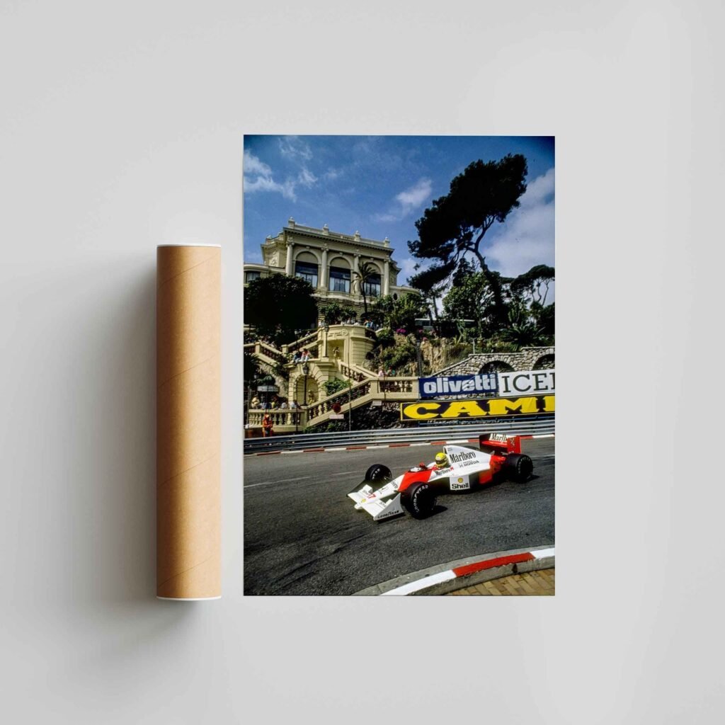 Formula 1 poster - Ayrton Senna Monaco GP Print - Mclaren F1 Canvas Wall Art - Motorsport gift idea - Image 6