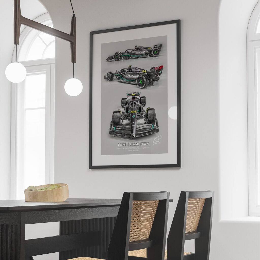 Lewis Hamilton Poster, Formula 1 canvas wall art,  Mercedes W14 2023 Sports poster - Image 6