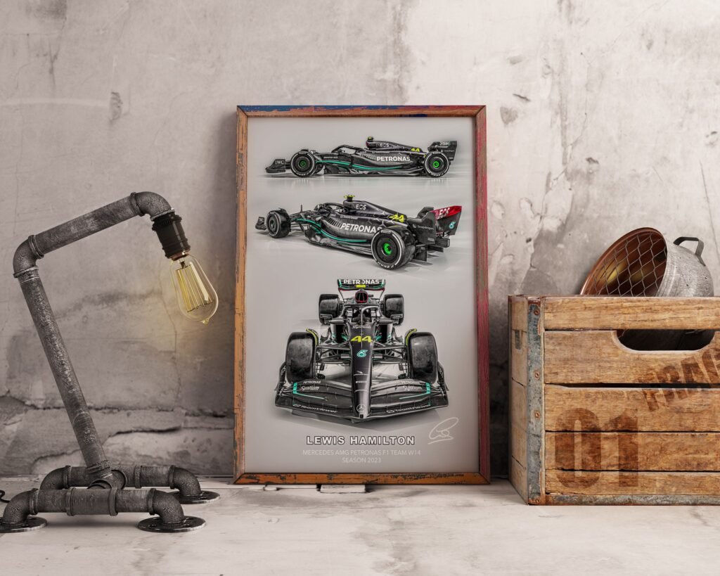 Lewis Hamilton Poster, Formula 1 canvas wall art,  Mercedes W14 2023 Sports poster - Image 7