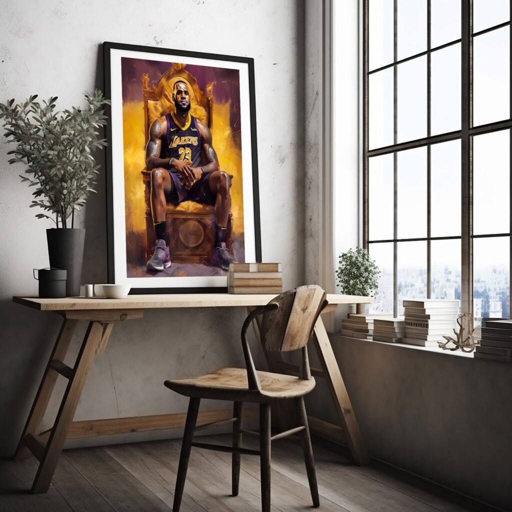 Lebron James painting poster, NBA Lakers wall art, basketball Canvas wall art, iconic sports poster - Image 3