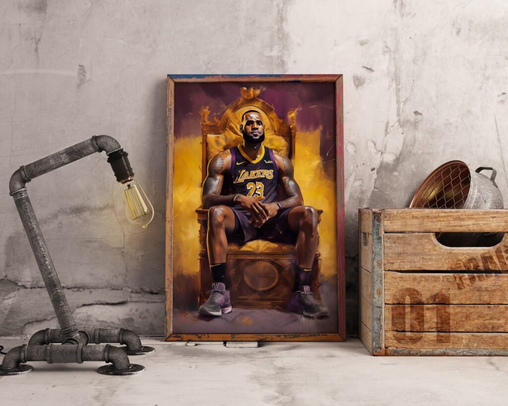 Lebron James painting poster, NBA Lakers wall art, basketball Canvas wall art, iconic sports poster - Image 8