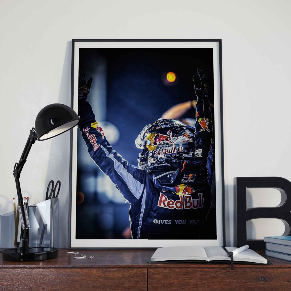 Sebastian Vettel Poster, Red Bull Racing Canvas Wall Art, Formula 1 legend, Ferrari F1 legend - Image 3