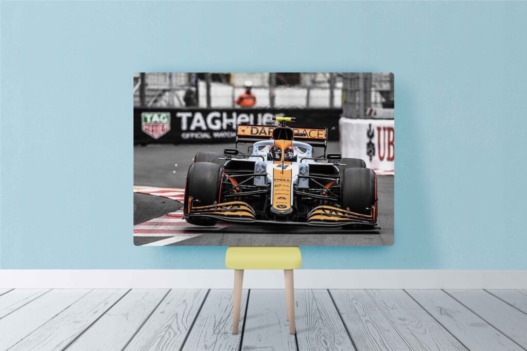 Lando Norris Poster, Formula 1 Mclaren Gulf 2021 Monaco GP Canvas Wall Art, Motorsport fans gift idea - Image 4