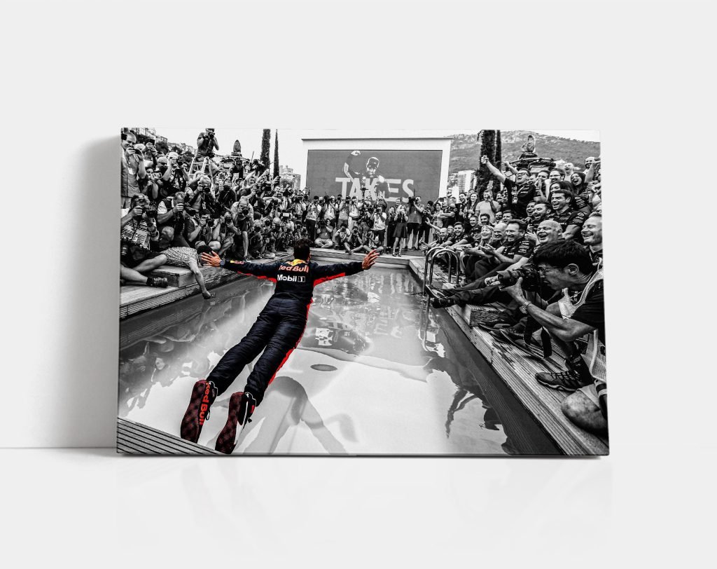 Daniel Ricciardo Poster - Red Bull Canvas Monaco GP Win Print - Pool Jump Wall Art - Gift Idea for Him - Motorsport Decor - Image 5
