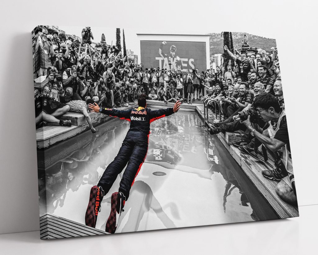 Daniel Ricciardo Poster - Red Bull Canvas Monaco GP Win Print - Pool Jump Wall Art - Gift Idea for Him - Motorsport Decor - Image 6