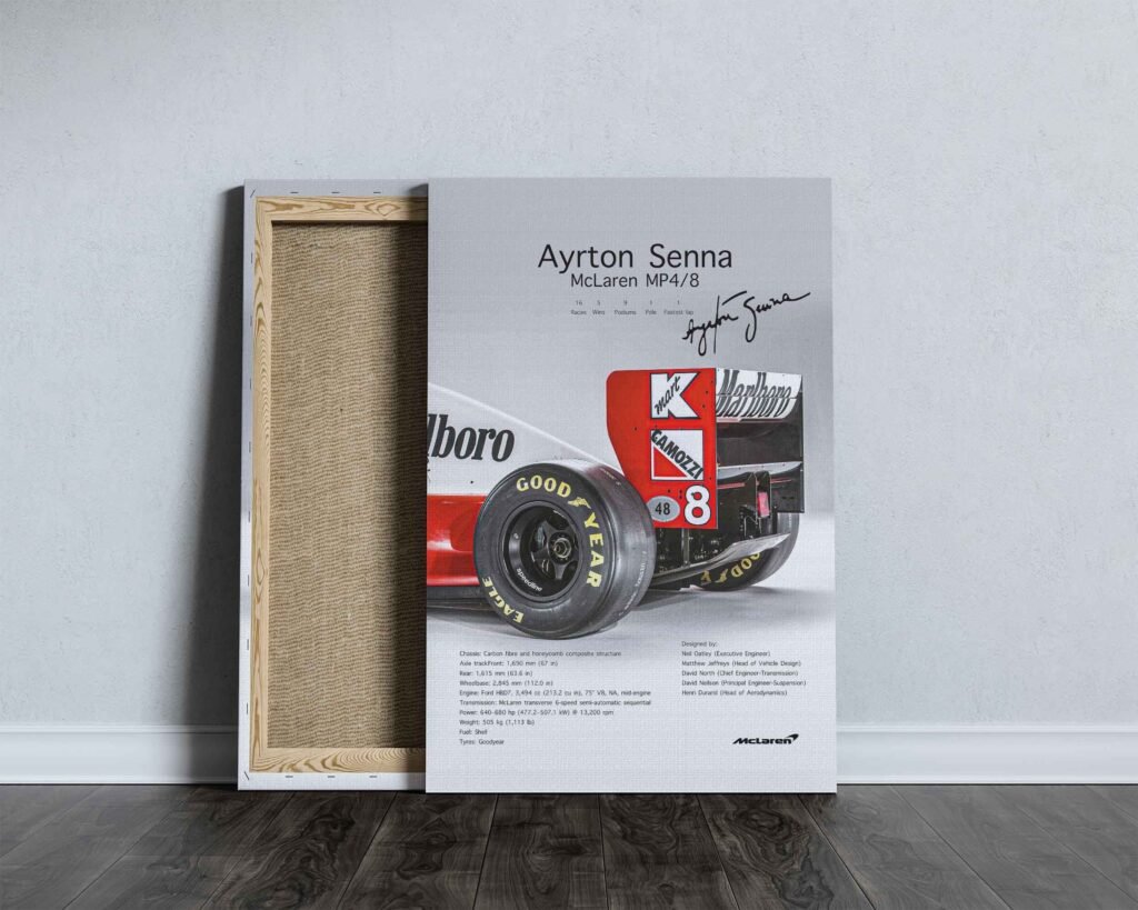 Ayrton Senna Poster Print - McLaren MP4/8 F1 Canvas - Ayrton Senna Monaco GP Poster - Formula 1 F1 Wall Art - Gift Idea for Racing Fans - Image 4