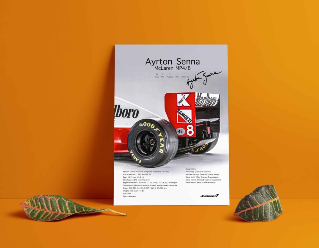 Ayrton Senna Poster Print - McLaren MP4/8 F1 Canvas - Ayrton Senna Monaco GP Poster - Formula 1 F1 Wall Art - Gift Idea for Racing Fans - Image 5