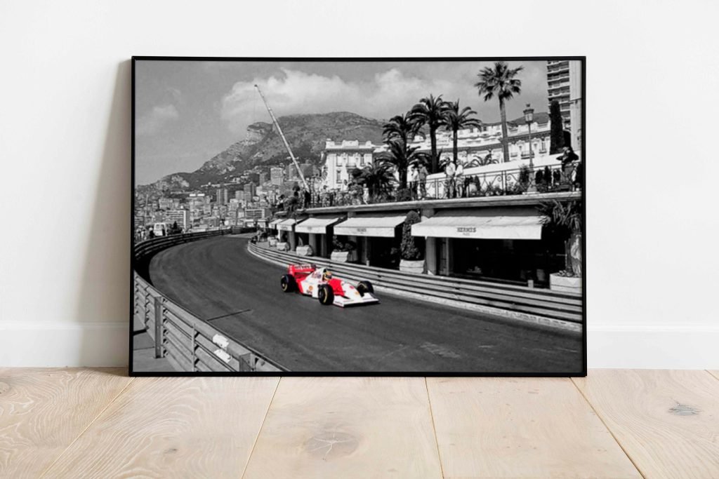 Ayrton Senna Poster Print - McLaren F1 Canvas - Monaco GP Black and White Poster - Formula 1 F1 Wall Art - Gift Idea for Motorsport Fans - Image 3