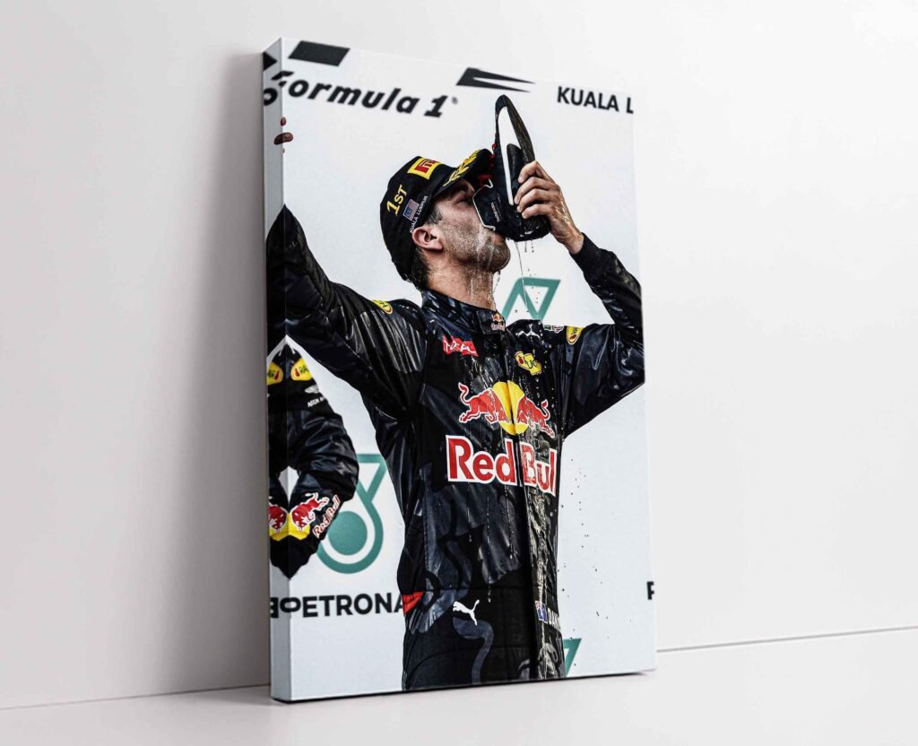 Daniel Ricciardo Shoey Canvas Wall Art - Red Bull Racing F1 Poster Print - Gift Idea for Him - Motorsports Fan Wall Decor - Image 5