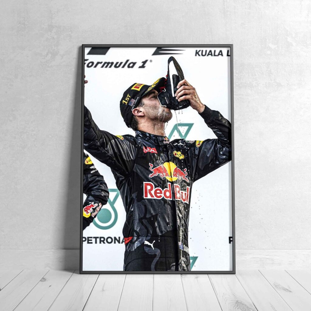 Daniel Ricciardo Shoey Canvas Wall Art - Red Bull Racing F1 Poster Print - Gift Idea for Him - Motorsports Fan Wall Decor - Image 7