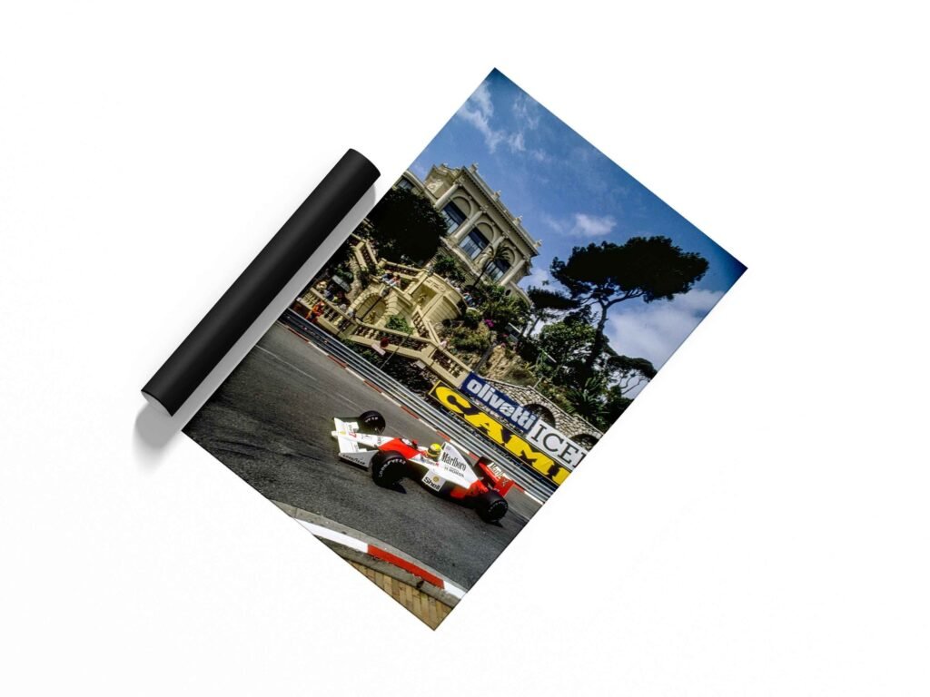 Formula 1 poster - Ayrton Senna Monaco GP Print - Mclaren F1 Canvas Wall Art - Motorsport gift idea - Image 3