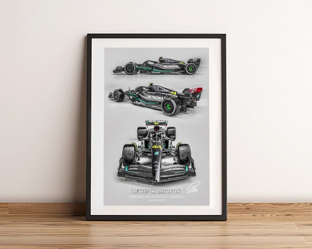 Lewis Hamilton Poster, Formula 1 canvas wall art,  Mercedes W14 2023 Sports poster - Image 3
