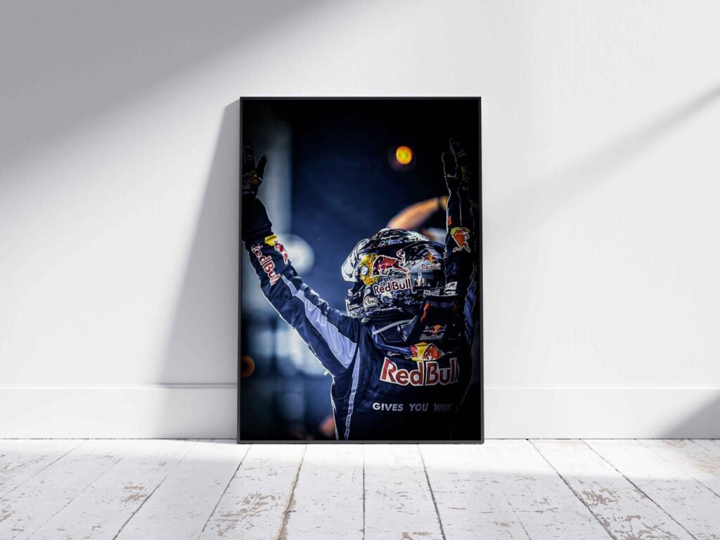 Sebastian Vettel Poster, Red Bull Racing Canvas Wall Art, Formula 1 legend, Ferrari F1 legend - Image 4