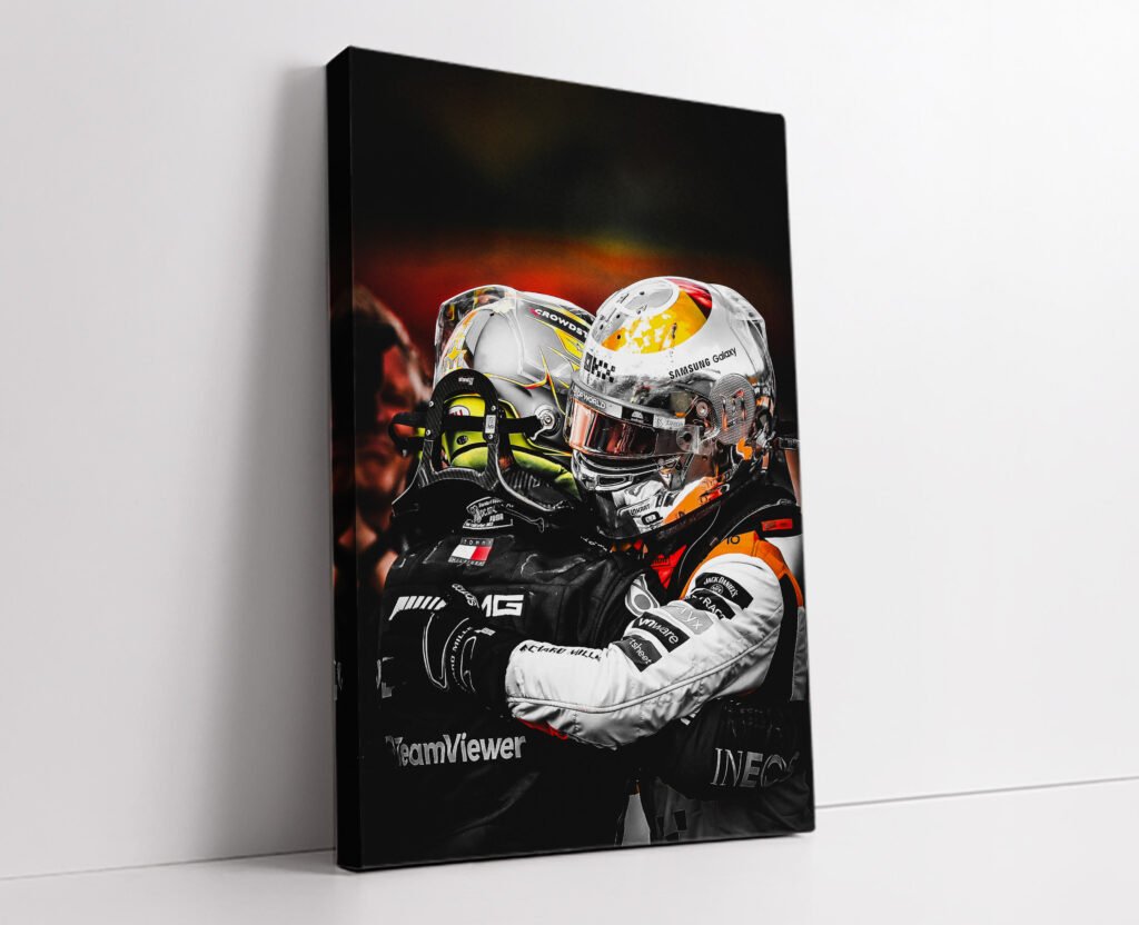 Lewis Hamilton and Lando Norris Poster, Formula 1 canvas wall art, Mclaren and Mercedes F1 print, Sports poster - Image 4