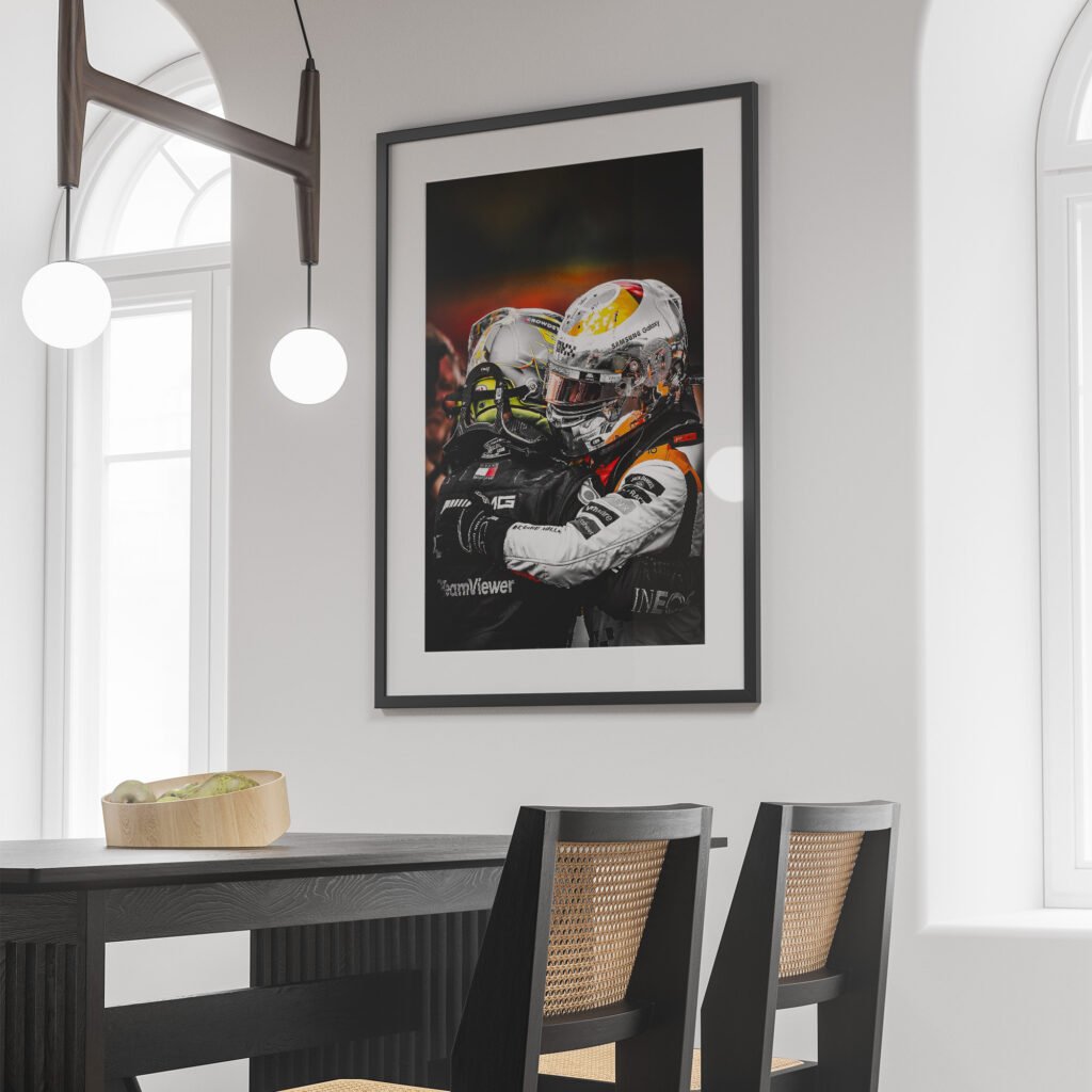 Lewis Hamilton and Lando Norris Poster, Formula 1 canvas wall art, Mclaren and Mercedes F1 print, Sports poster - Image 5