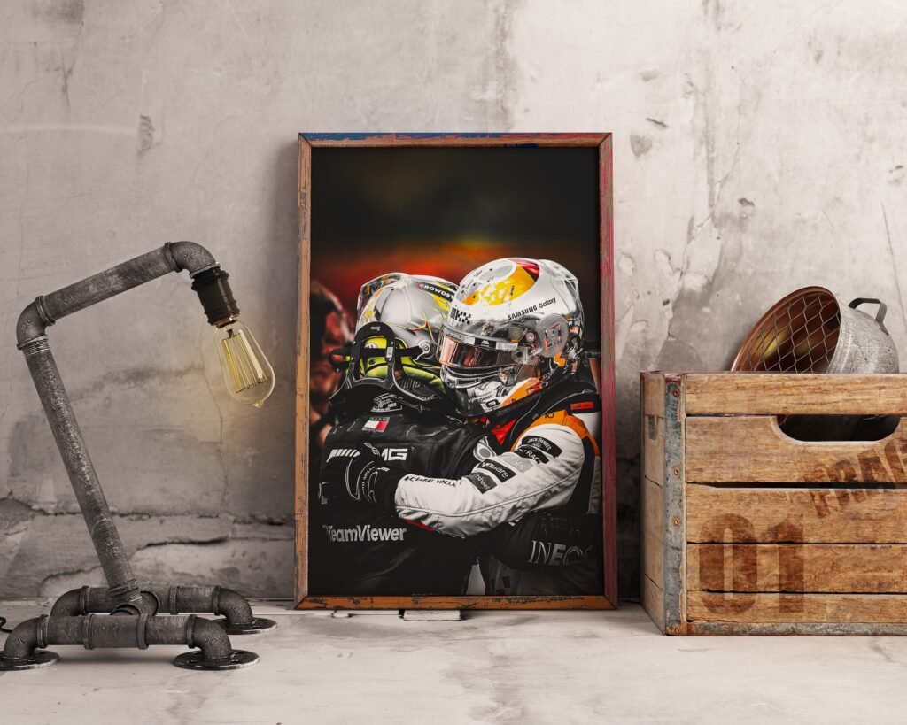 Lewis Hamilton and Lando Norris Poster, Formula 1 canvas wall art, Mclaren and Mercedes F1 print, Sports poster - Image 8