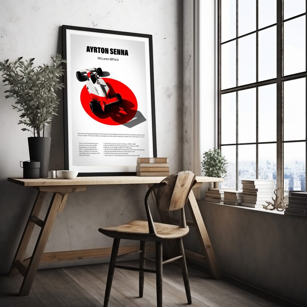 Ayrton Senna McLaren MP4/4 F1 poster print - Formula 1 Canvas Wall Art - Image 4
