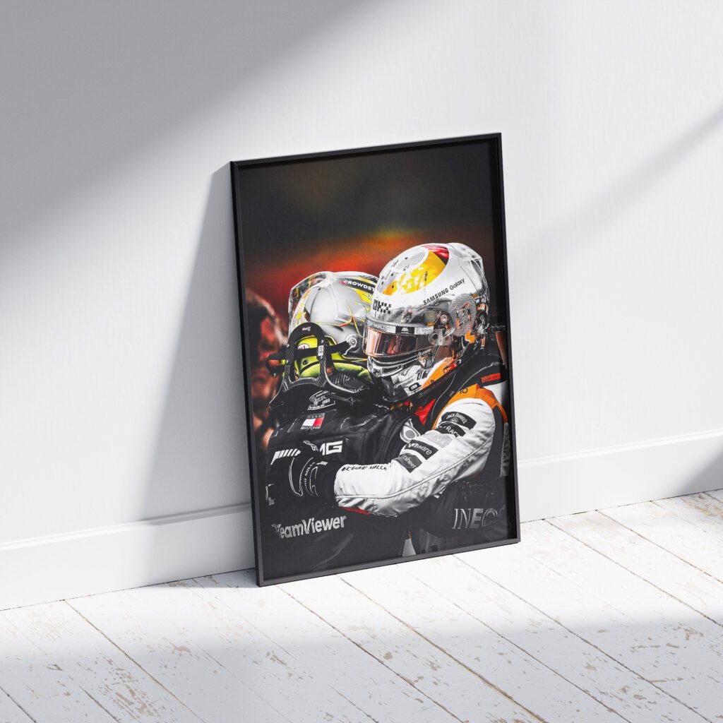 Lewis Hamilton and Lando Norris Poster, Formula 1 canvas wall art, Mclaren and Mercedes F1 print, Sports poster - Image 6