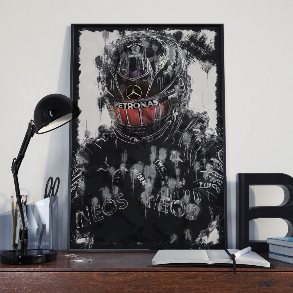 Lewis Hamilton Poster, Formula 1 canvas wall art print, Mercedes AMG F1 Sports poster - Image 7