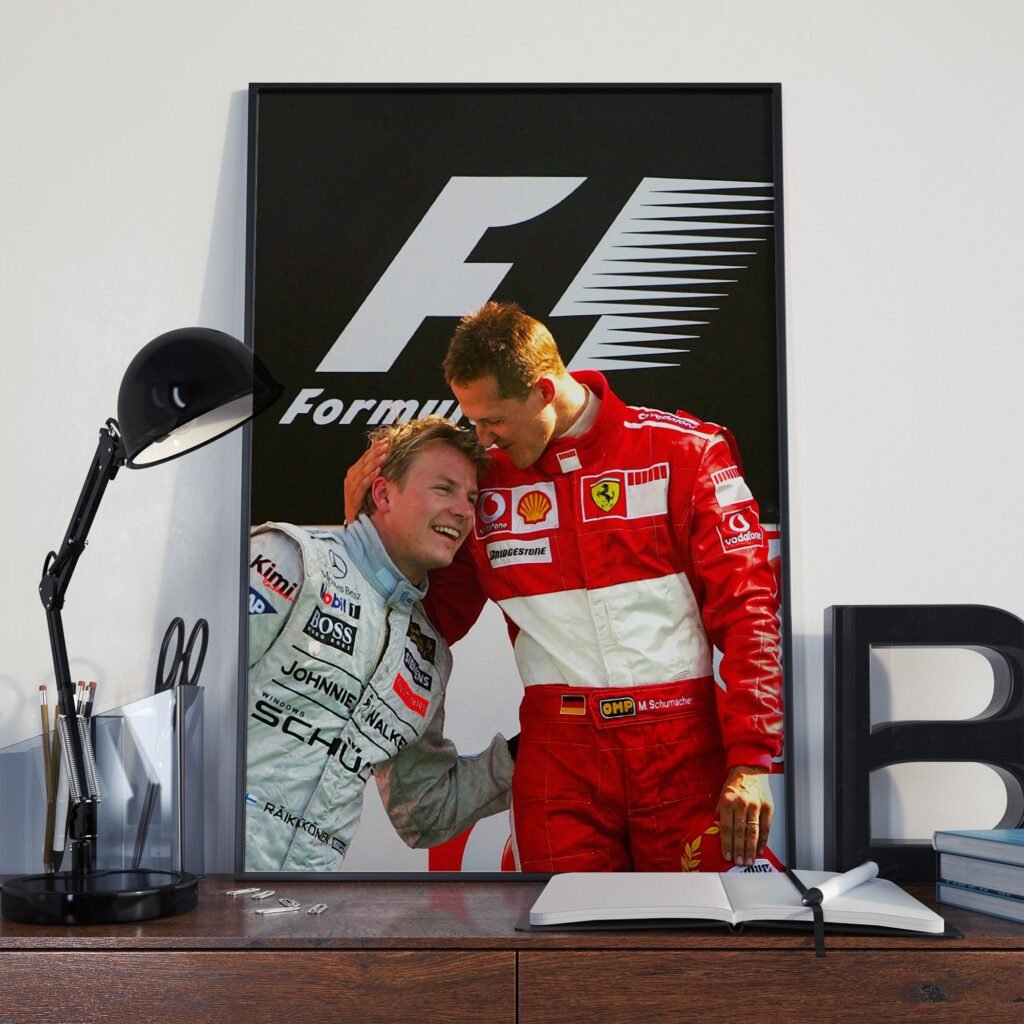 Michael Schumacher and Kimi Raikkonen Formula 1 poster print  - Ferrari F1 Canvas Wall Art Decor - Motorsport gift idea for him - Image 7