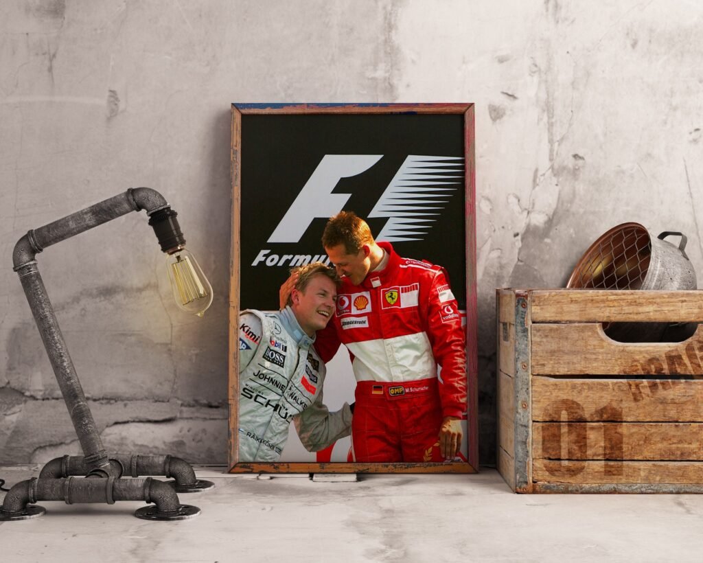 Michael Schumacher and Kimi Raikkonen Formula 1 poster print  - Ferrari F1 Canvas Wall Art Decor - Motorsport gift idea for him - Image 8