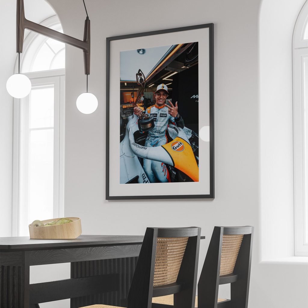 Lando Norris Poster, Formula 1 Mclaren Gulf 2021 F1 car Monaco GP Canvas Wall Art - Image 5