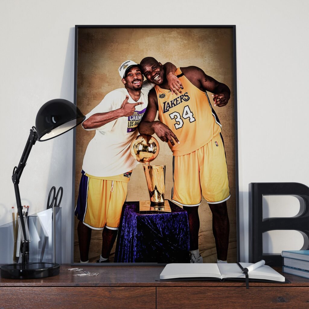 Shaq and Kobe Bryant championship Poster, Mamba mentality, NBA print, Lakers Wall Art, Basketball print - Image 7