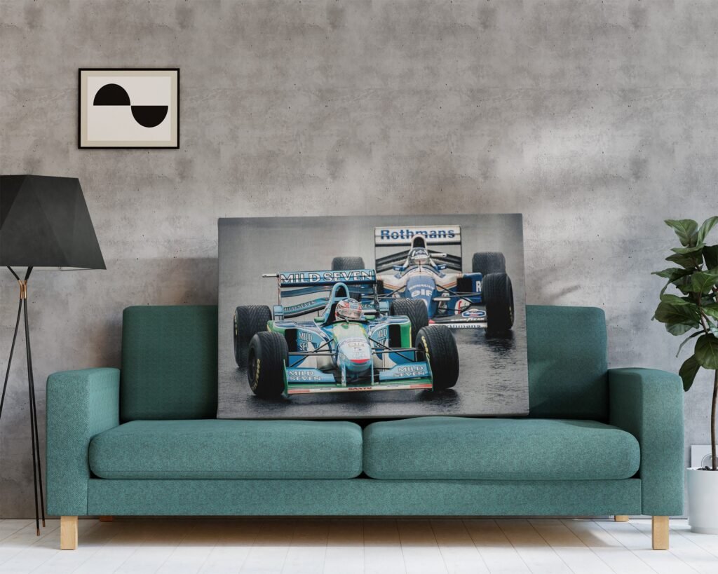 Michael Schumacher and Damon Hill Retro Formula 1 poster print or  Canvas Wall Art Decor - 1994 Benetton - Motorsport gift - Image 8
