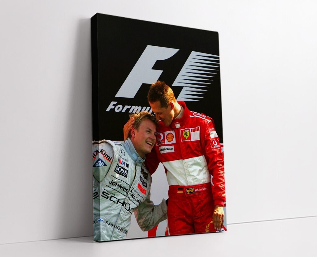 Michael Schumacher and Kimi Raikkonen Formula 1 poster print  - Ferrari F1 Canvas Wall Art Decor - Motorsport gift idea for him - Image 4