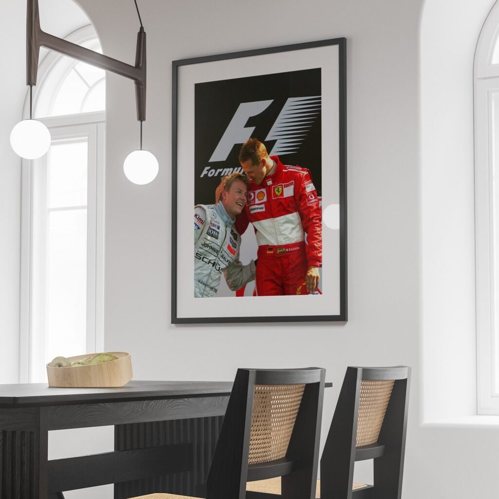 Michael Schumacher and Kimi Raikkonen Formula 1 poster print  - Ferrari F1 Canvas Wall Art Decor - Motorsport gift idea for him - Image 5