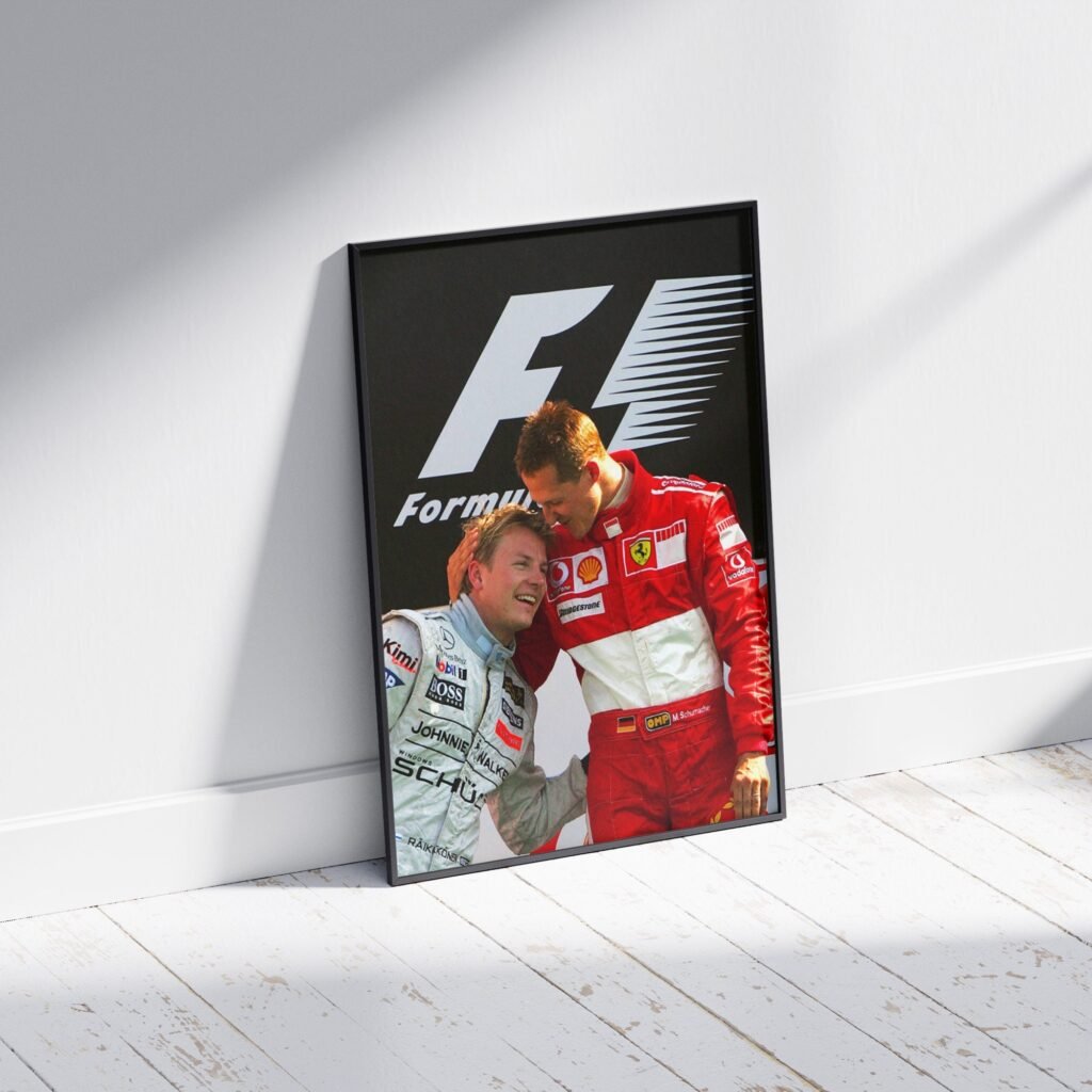 Michael Schumacher and Kimi Raikkonen Formula 1 poster print  - Ferrari F1 Canvas Wall Art Decor - Motorsport gift idea for him - Image 6