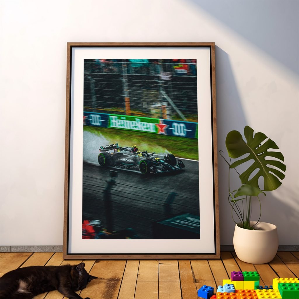 Lewis Hamilton Poster, Formula 1 canvas wall art, Mercedes on rain Sports poster - Image 9