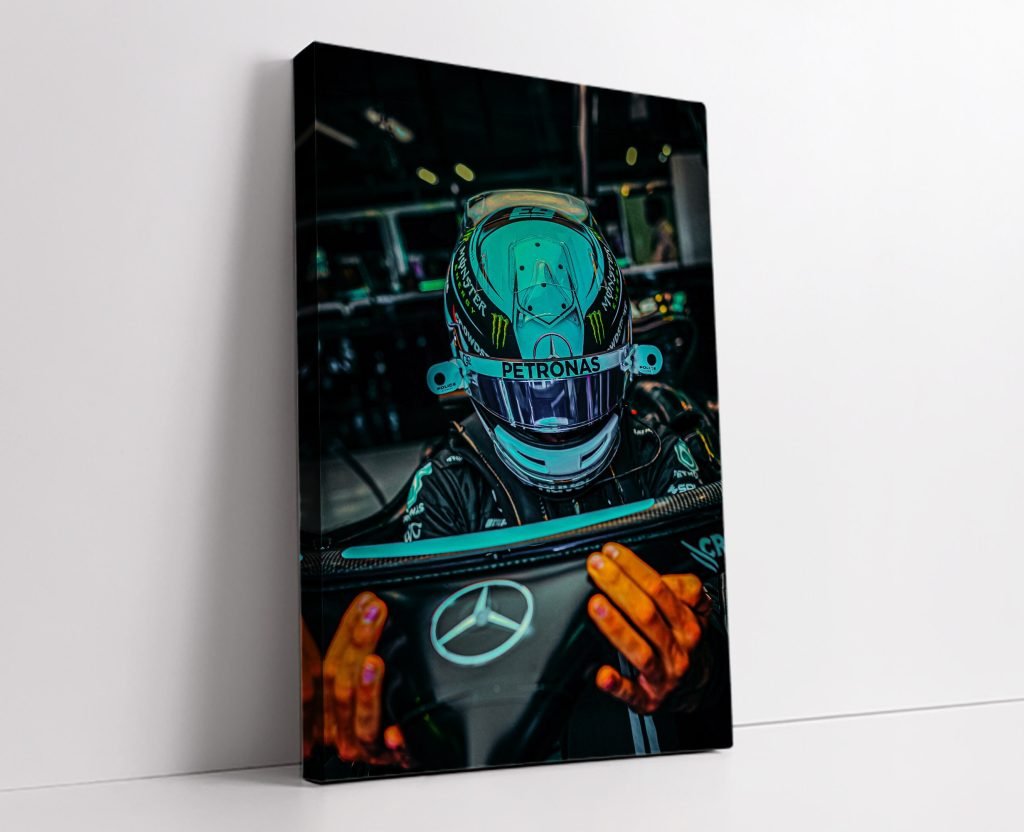 Lewis Hamilton Poster, Formula 1 canvas wall art, Helmet Poster printMercedes Sports poster - Image 4