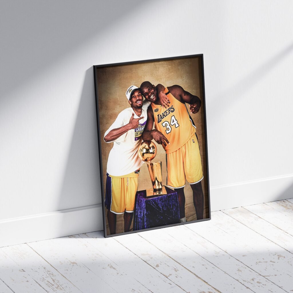 Shaq and Kobe Bryant championship Poster, Mamba mentality, NBA print, Lakers Wall Art, Basketball print - Image 6