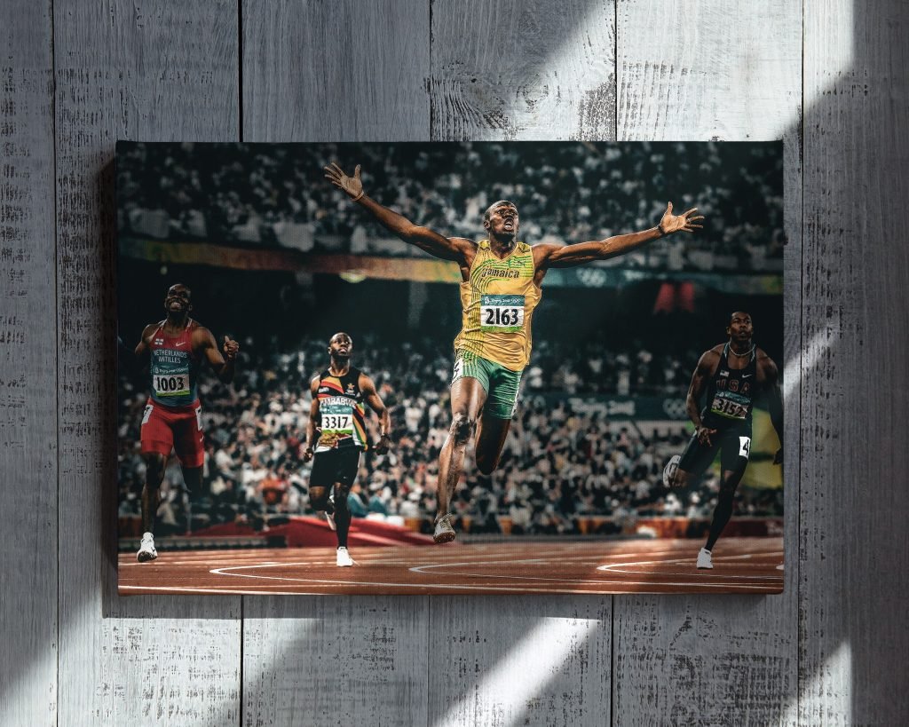Usain Bolt poster, Jamaica Athletic 100m Sprint king Canvas Wall Art print, Sports poster - Image 3