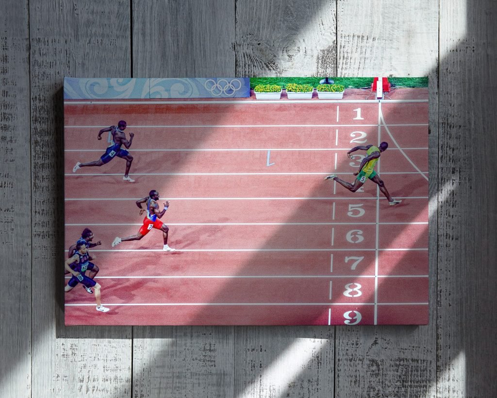 Usain Bolt poster, Athletic World Championship finish line Canvas Wall Art print, Jamaica Sports poster - Image 3