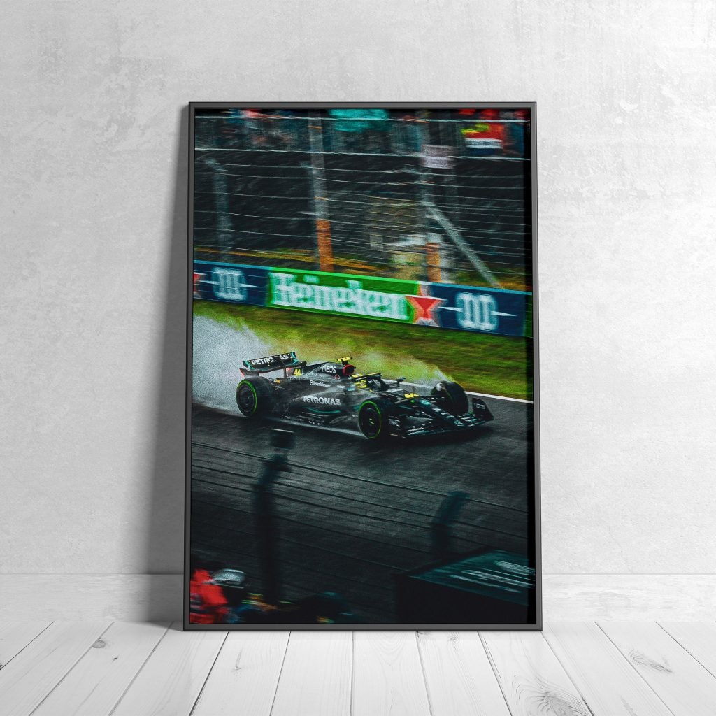 Lewis Hamilton Poster, Formula 1 canvas wall art, Mercedes on rain Sports poster - Image 4