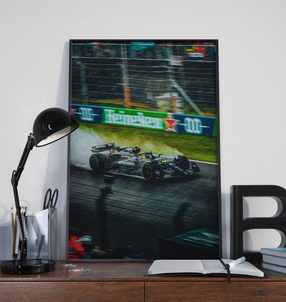Lewis Hamilton Poster, Formula 1 canvas wall art, Mercedes on rain Sports poster - Image 8