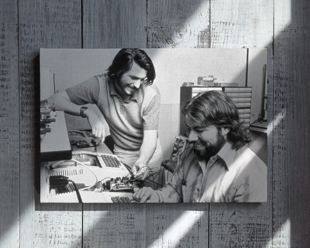 Steve Jobs and Steve Wozniak poster print, Apple founders vintage photo, Think different Canvas Wall art print - Image 3
