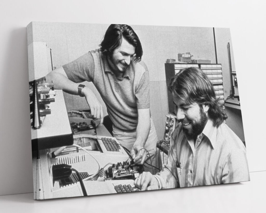 Steve Jobs and Steve Wozniak poster print, Apple founders vintage photo, Think different Canvas Wall art print - Image 6