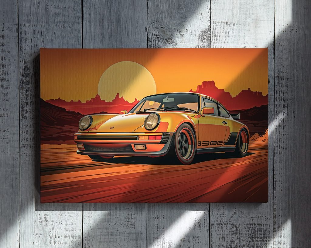 Porsche 911 Canvas Wall Art print  - Racing Car Artwork for Living Room, Man Cave or Boys Room - Image 3
